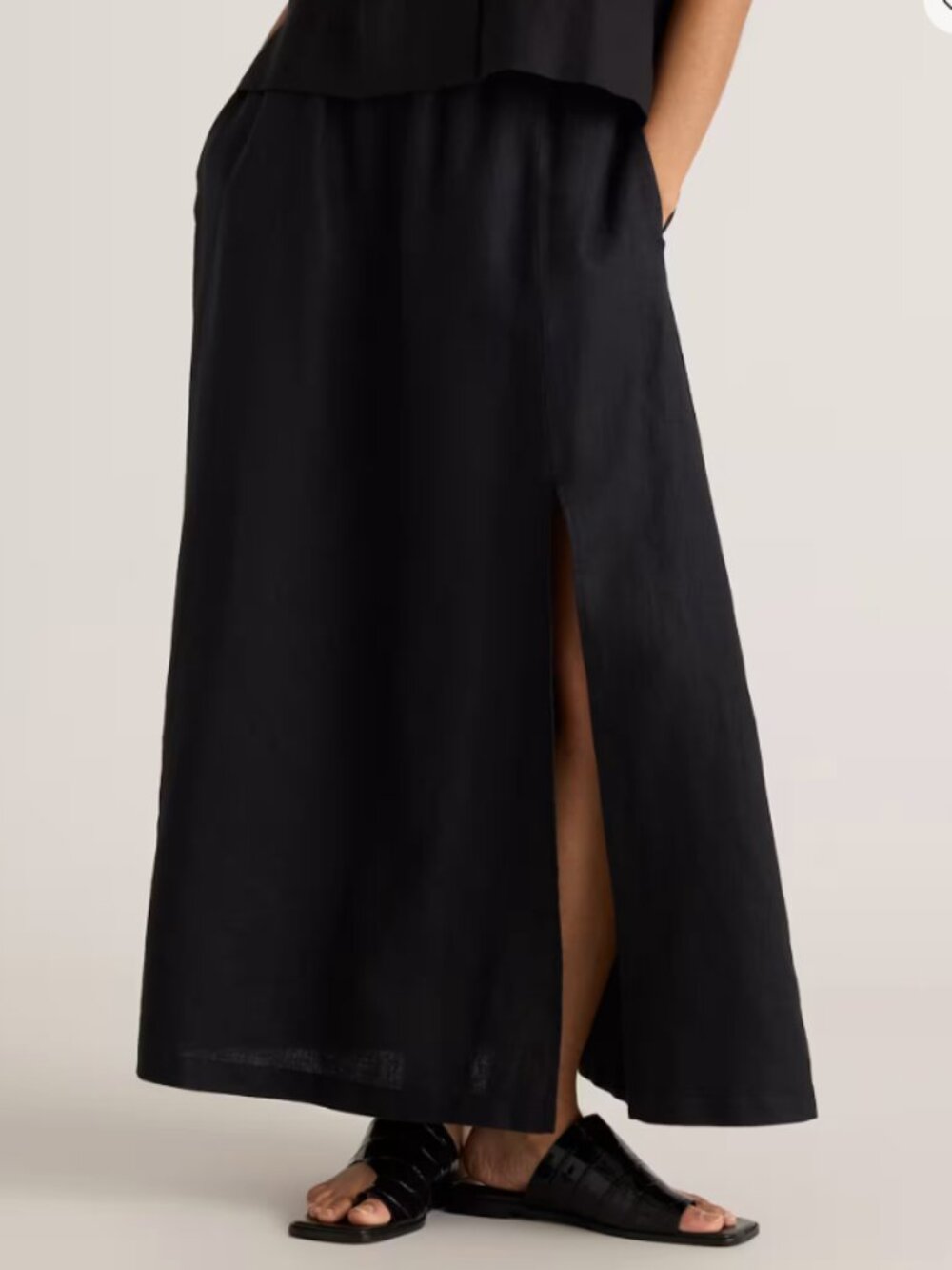 Quince 100% European Linen Maxi Skirt Black XL NWT